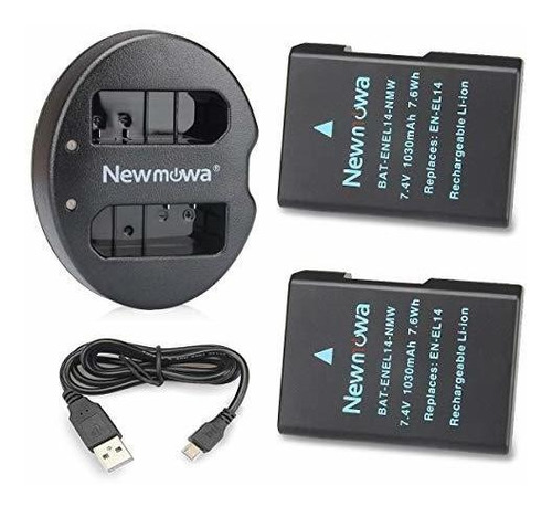 Newmowa En-el14 En-el14a Batería De Repuesto (2-pack) Y Kit