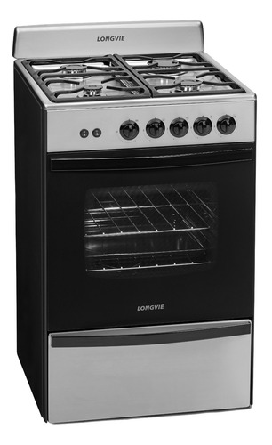 Imagen 2 de 2 de Cocina Longvie Standard 13331 multigas 4 hornallas acero inoxidable 220V puerta con visor 70L