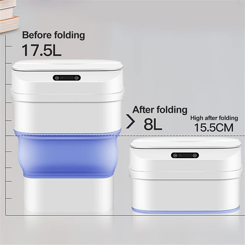 Bote De Basura Inteligente Plegable, Cubo Basura Con Sensor