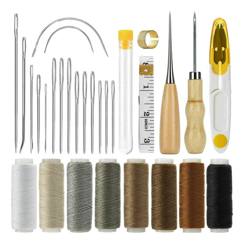 Kit De Costura De Couro, 8 Cores De Linha Encerada Com