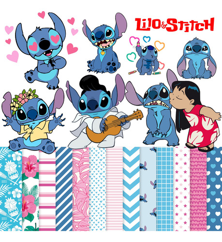 Kit Imagenes Png Lilo & Stitch Cliparts Papeles Letras