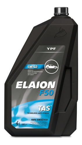 Aceite Sintético 5w40 Ypf Elaion F50. Envase 4 Litros.