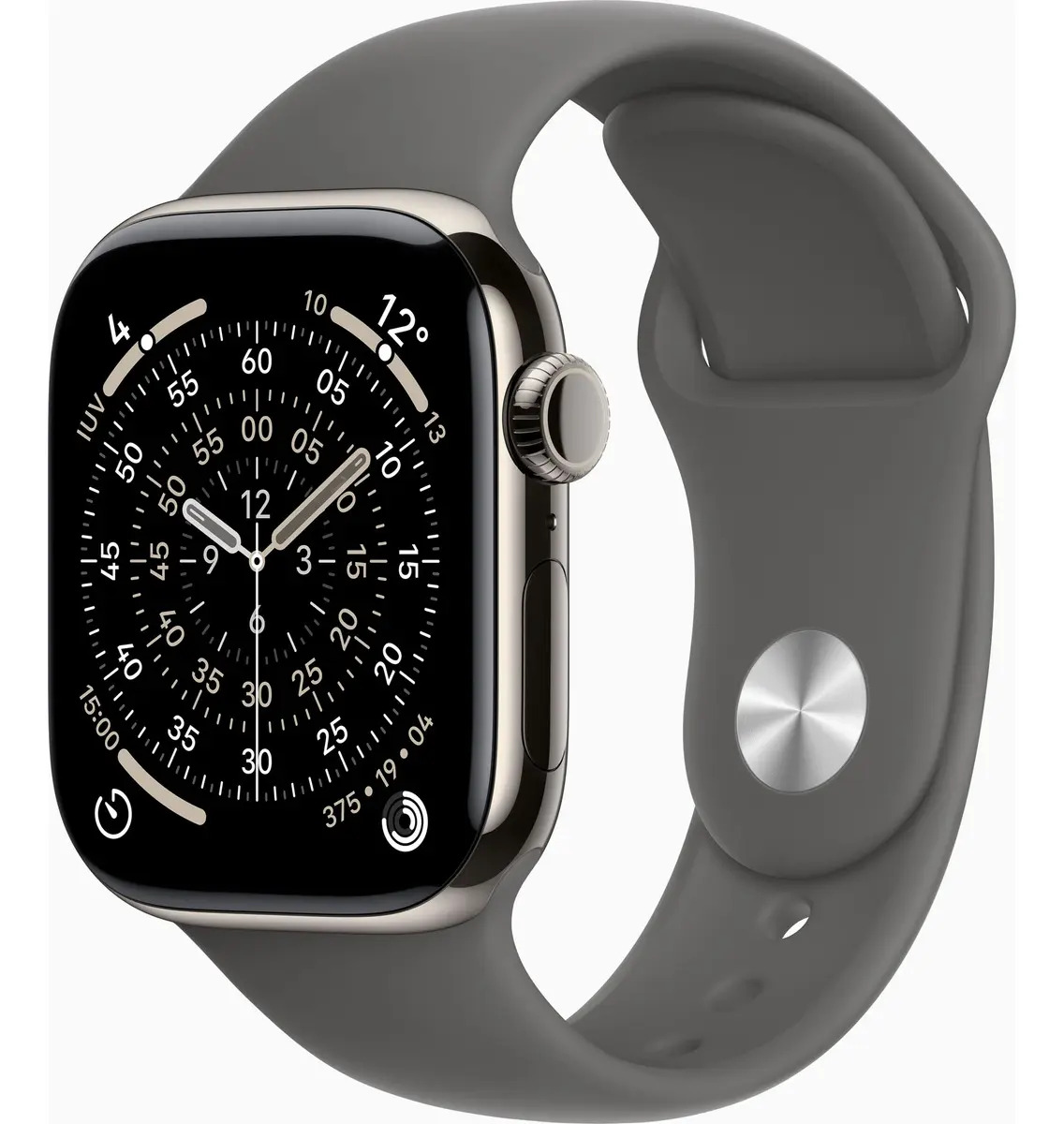 Apple Watch Series 11 GPS + Cellular - Caixa natural de titânio – 42 mm - Pulseira esportiva cinza-pedra – M/G