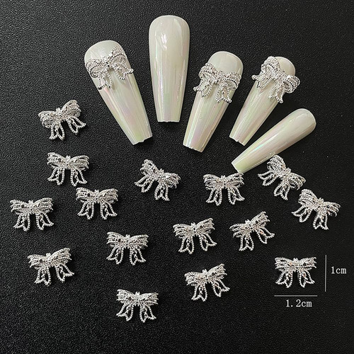 10 Pzs Arte De Uñas 3d Moño Piedras Estilo Francés
