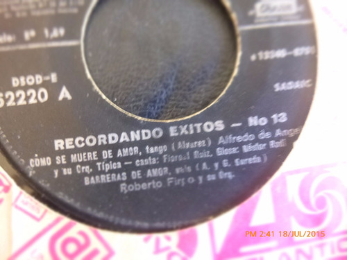 Vinilo Single De Recordando Exitos N°13 - Como Se Muer( R64 (Usado)