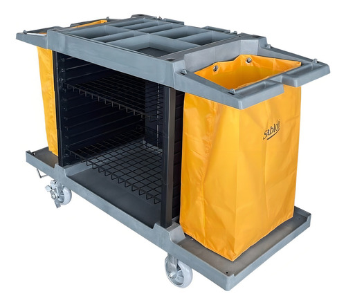 Carrito Para Camarista Gris Con Doble Bolsa
