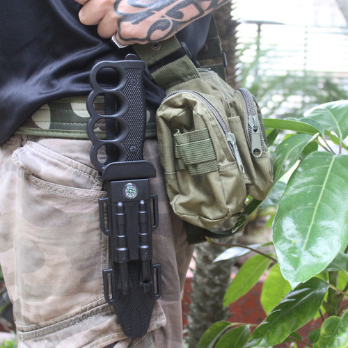 Faca Tática Grande C/ Bainha Bussola Esportiva Militar Pesca