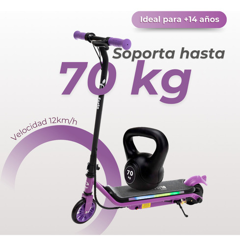 Eco-forte Scooter Patín Eléctrico Sg10 Luces Led Color Morado