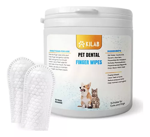  Pssopp 50 toallitas de cuidado dental para perros, limpieza de  dientes de perro, toallitas de dedos para cuidado dental de mascotas,  toallitas para dedos para gatos y perros : Productos para