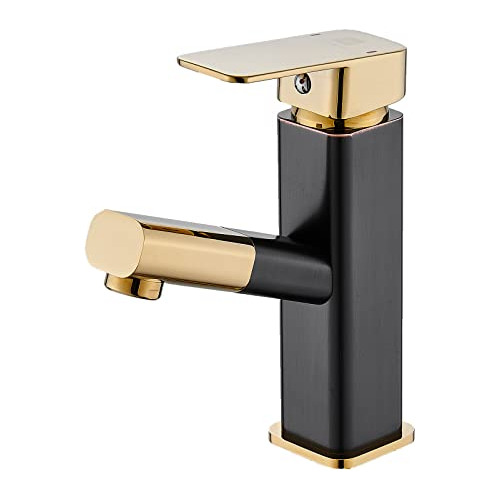 Grifo De Lavabo Empotrable Para Baño Richuan, Negro Y Dorado