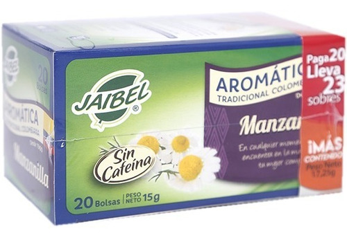 Aromatica Jaibel Tradicional Manzanilla X 20 Unidades