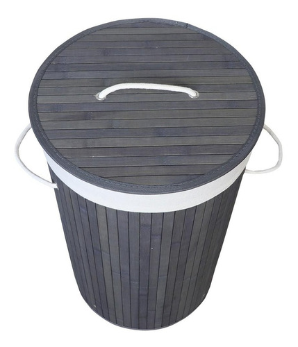 Imagen 2 de 9 de Canasto Cesto Tacho Reciclaje Juguete Ropa Bambu Tapa Grande