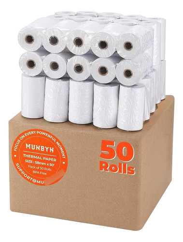 Papel Térmico Munbyn De 2 1/4  X 50' (50 Rollos), Papel Para