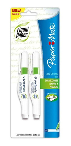 Lápiz Corrector Mini Liquid Paper 3.5ml Blister X2