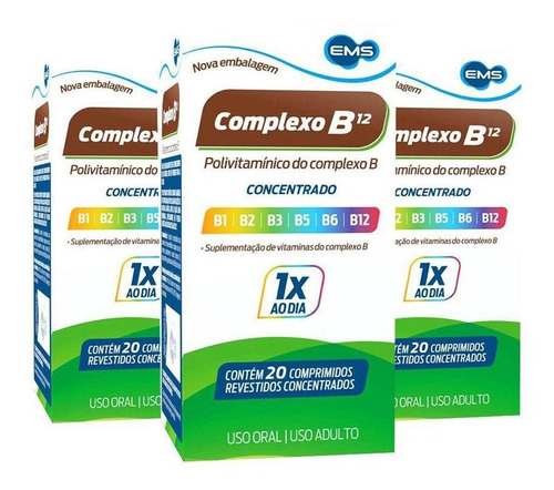 Kit 3 Complexo B Concentrado Com 20 Comprimidos Cada Ems