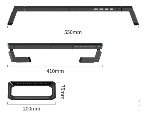 Soporte Elevador Plegable Compatible Con Monitor De Negro