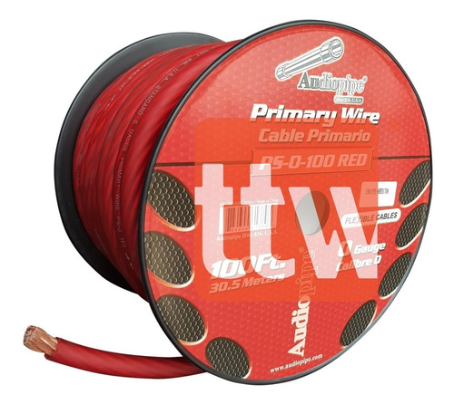 Imagen 5 de 10 de Cable 0 Gauge X Metro +flexible Audiopipe Rojo Libre Oxigeno