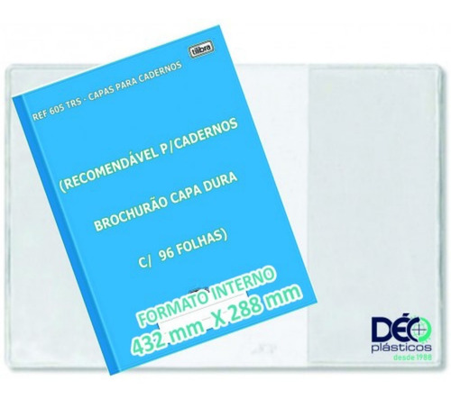 Capa P Caderno Brochurão Capa Dura  Kit 10 Unidades Ref 605