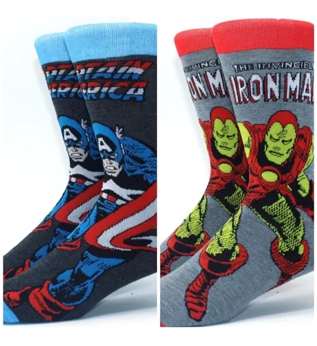 Capitán América Spiderman Hulk Iron Man 6 pares / 3 pares de calcetines con diseños de superhéroes de Marvel 