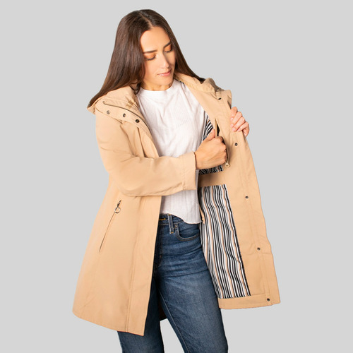 Chamarra Mujer Con Capucha Gabardina Softshell Greenlander Camel L