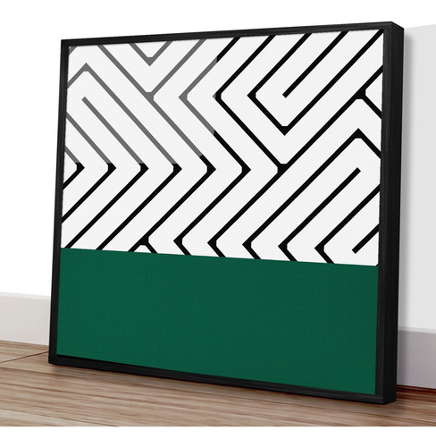 Imagem 3 de 4 de Quadro Decorativo 40x40 - Abstrato Verde Cinza E Preto 3