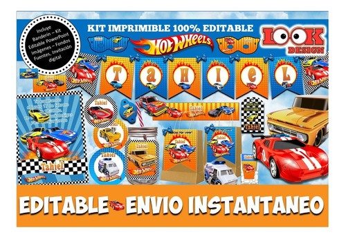 Kit Imprimible Candybar Hotwheels Autos 100% Editable