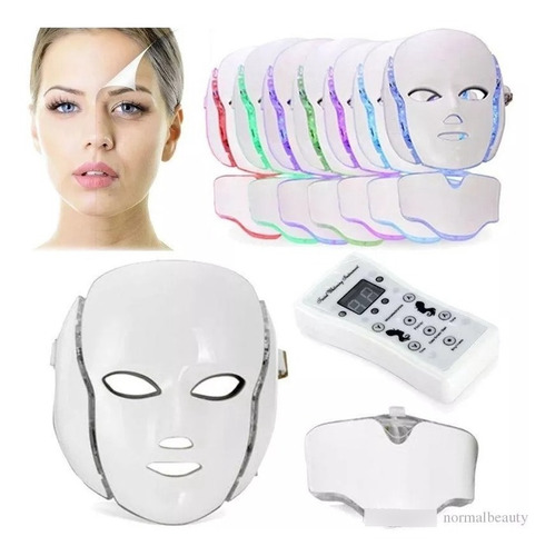 Imagen 2 de 10 de Mascara Led Facial + Cuello 7 Anti Age Arrugas Rosacea Acne