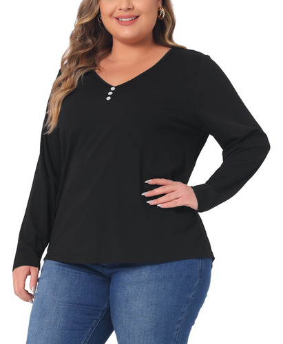 Playera De Talla Grande Blusa Camisetas Casuales Con Botones