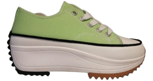 Zapatilla Verde Lona Plataforma Mujer