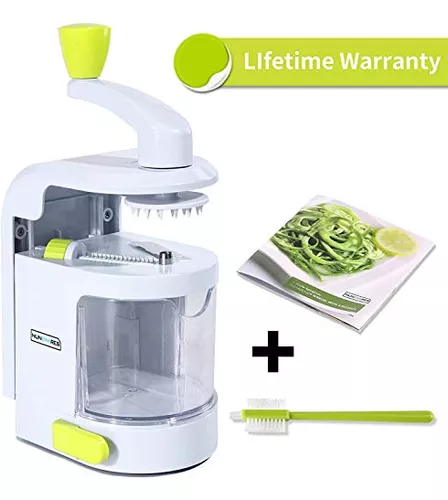 Espiralizador de verduras para verduras (cuchillas giratorias 4 en 1)  Máquina de fideos de calabacín con fuerte ventosa, cortador de verduras