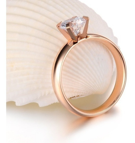 Imagen 2 de 5 de Anillo Solitario En Acero Con Zirconia - 918