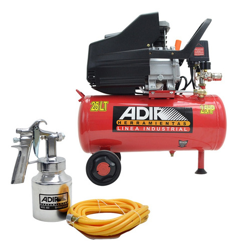 Compresor Aire 25l 2.5hp 115psi Adir 202 Manguera 5m Pistola