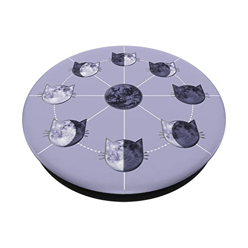Popsockets S Con Fases Lunares En Forma De Gato, Color Lila