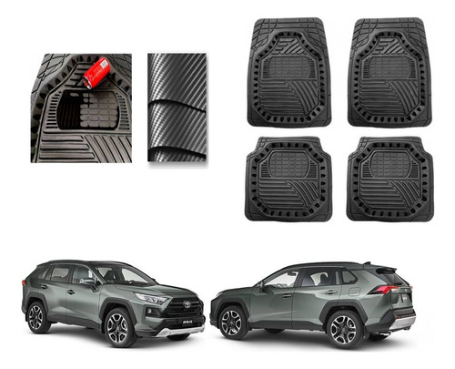 Tapetes Carbono 3d Grueso Toyota Rav4 2019 A 2022 2023 2024