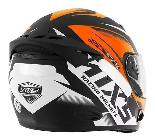 Imagem 3 de 4 de Capacete para moto integral Mixs Fokker laranja storm fosco tamanho 56