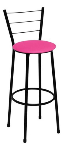 Banqueta Cadeira Média 60cm Para Cozinha Bar Balcão Fortmix Acabamento Da Estrutura Lacado Cor Rosa
