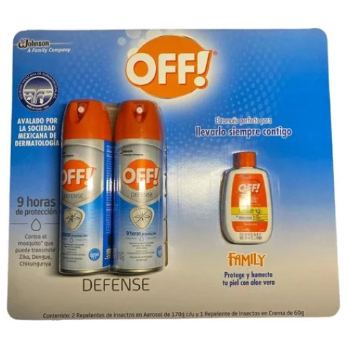 Repelente De Insectos Off Defense 2 De 170gr + 1 Crema 60gr 