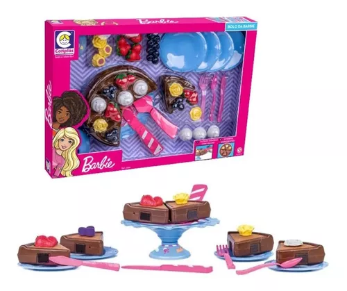 Kit Comidinhas De Brinquedo Bolo + Pizza Da Barbie Cotiplas