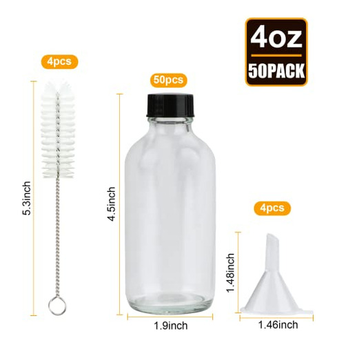 Pequeñas Botellas De Vidrio Claro Con Tapas, 4 Fsbh5