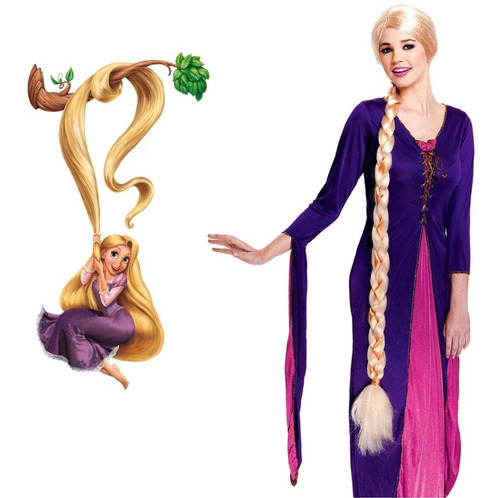 ¡ Peluca Princesa 120cm Trenza Rubio Rapunsel Halloween !!