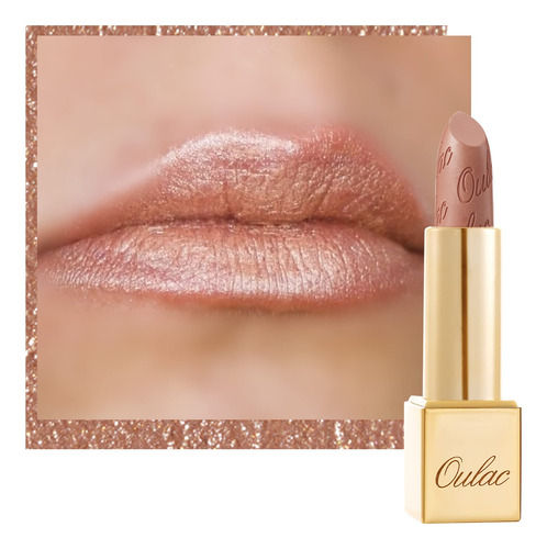 Oulac Lapiz Labial Dorado Nude Metalico Para Mujer, Color De