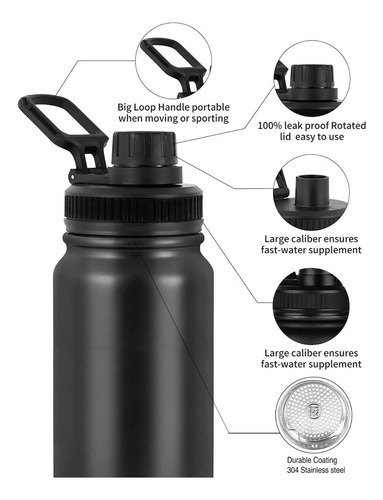 Botella De Agua Caliente/fría De Acero Inoxidable De 1,2 L