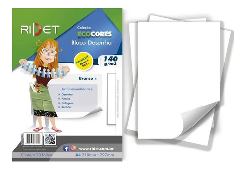 Bloco De Desenho Branco 20fls 140g Novaprint Papel Artistico