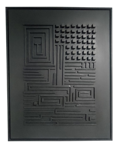 Cuadro Decorativo Negro, Madera 90x70