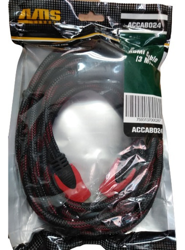 Cable Hdmi A Hdmi Con Doble Filtro Ams Full Hd 4k 3mts Largo