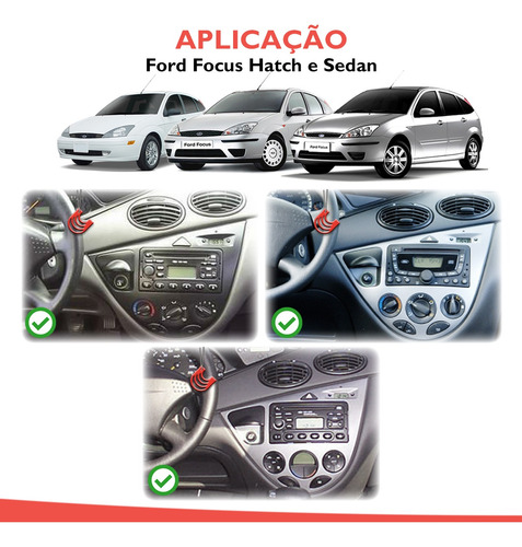 Imagem 5 de 9 de Moldura Painel 2 Din Multimidia Dvd Mp5 Ford Ka Ranger F250 Escort Focus Preto