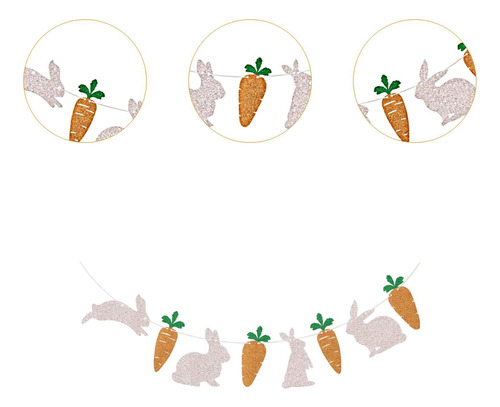Pascua De Bunny Y Zanahoria De Zanahoria Bunting Garland