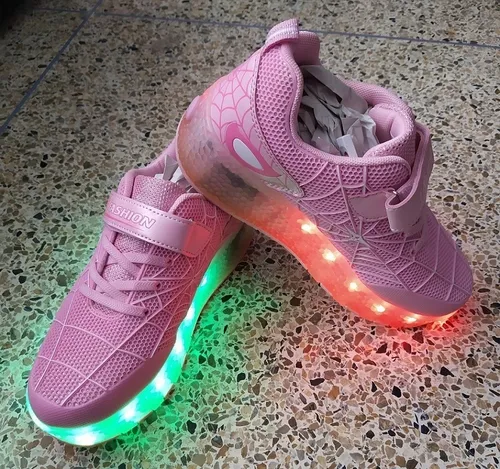 Zapatos Deportivos Rosa De Dama Con Patines Y Luces Talla 38