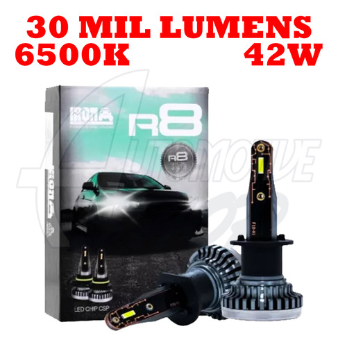 Kit Ultra Led R8 Super Branco 6500k 42w 30 Mil Lumens H1