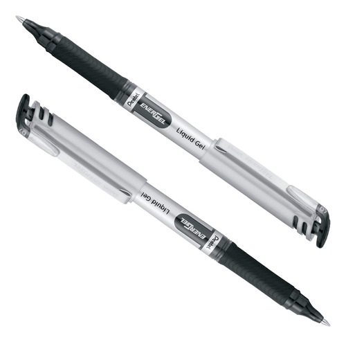 Bolígrafos Pentel Energel Bl17bp2 Tinta Gel Líquida 0.7mm 2u Color de la tinta Negro Color del exterior Plateado